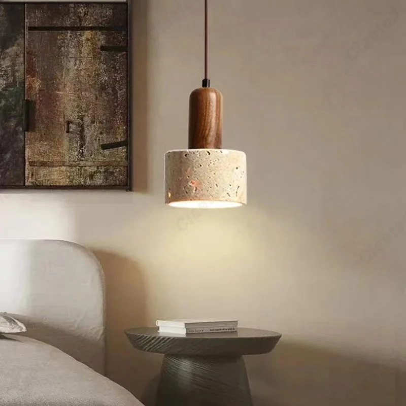 Nordic Wabi-Sabi Yellow Travertine Mini LED Pendant Lights Multiple Styles Decorative Lighting for Bedroom Living Room Home Use view 4