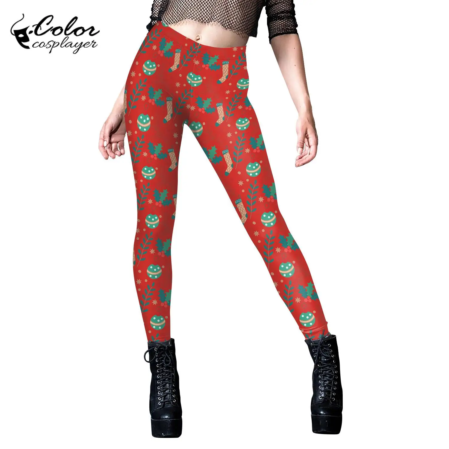 Color Cosplayer Christmas Leggings for Women Fantasia Pants New Year Trousers Party Bottoms Adult Holiday Cosplay Clothing