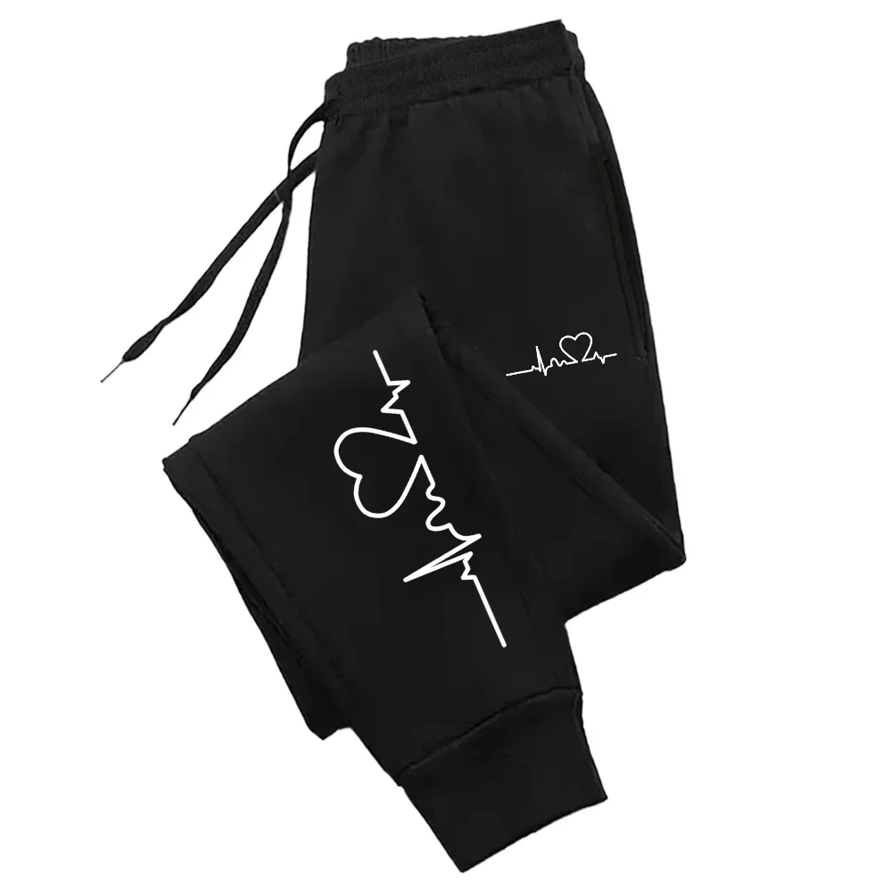 กางเกงจ็อกกิ้งสำหรับผู้หญิง กางเกงคุณภาพสูง ฤดูใบไม้ร่วง ฤดูหนาว ชุดออกกำลังกาย กางเกงขายาว ลายหัวใจ สไตล์สตรีท กางเกงวอร์มผู้หญิง