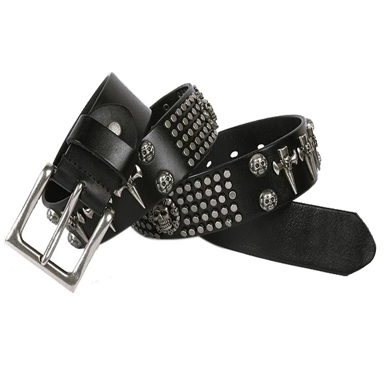 

High-quality top cowhide leather fashionably embellished wicked stud belt