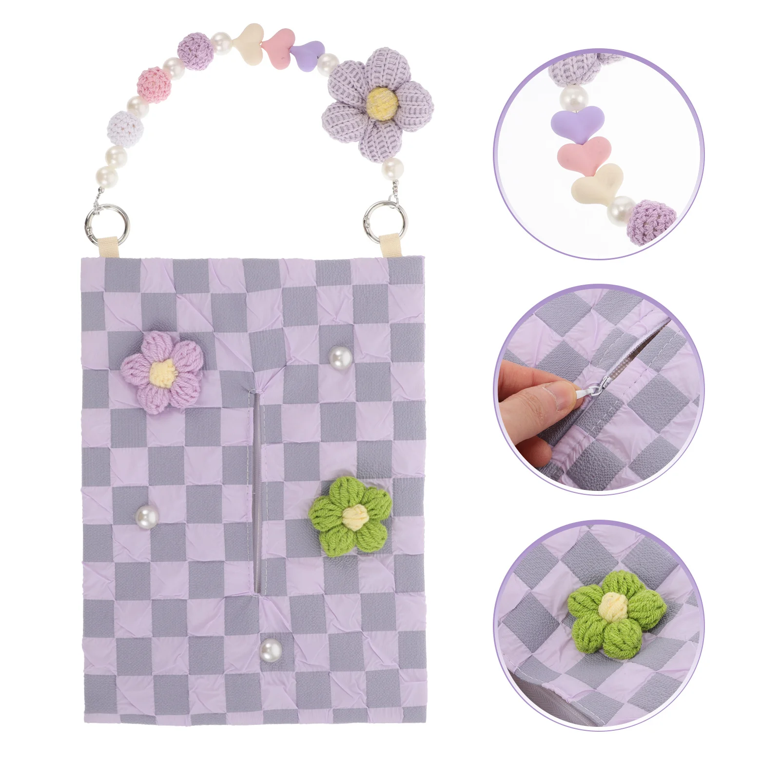 

Car Tissue Holder Box Creative Rectangular Hanging Seat Back Storage Bag with Trash Bin Portable Tissue Dispenser for Car