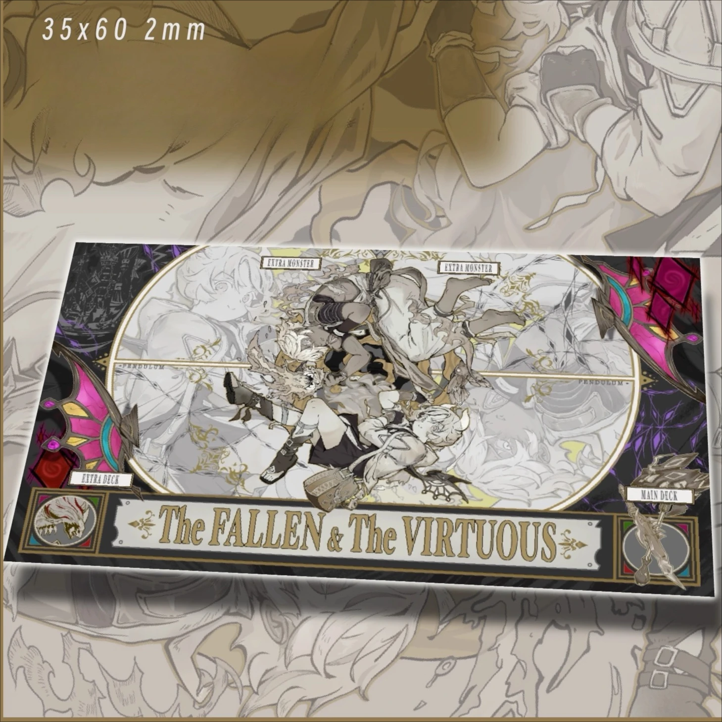 

Yugioh The Chronicles The Fallen & The Virtuous Play Mat Yu-Gi-Oh! Коллекционные карточные игры Коврик Duel Plate Резиновый коврик для карт Коврик для мыши