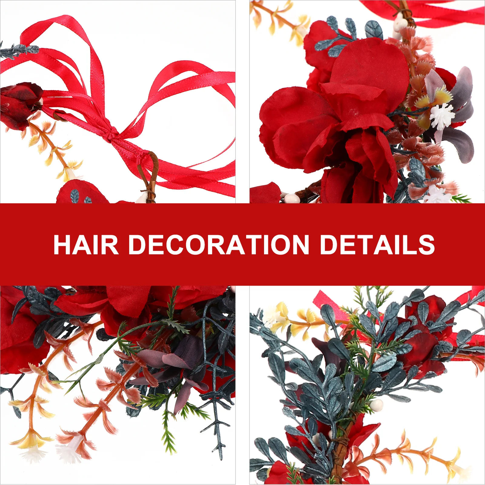 عيد الميلاد جارلاند هيرباند الأزهار إكليل عقال محاكاة زهرة تاج حفلة خوذة عيد الميلاد إكسسوارات الشعر هدايا النساء