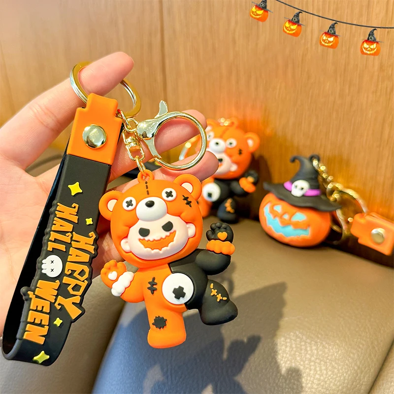 Porte-clés en silicone Shoous Halloween, jouets de dessin animé, modèle de crâne de Aliments, porte-clés pendentif, porte-clés de voiture, porte-clés de sac à dos, accessoires Kawaii