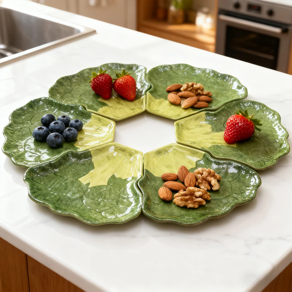 

6 упаковок керамических сервировочных тарелок для брокколи — штабелируемые тарелки для закусок с овощной тематикой для вечеринок, кухонного декора