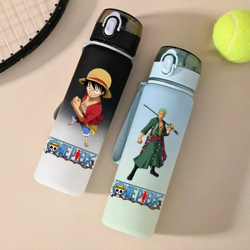

550ML One Piece Cartoon Gradient Sports Water Bottle Luffy Zoro Leak-proof Portable Drinking Cup Outdoor Sports Gym Fitness Jugs