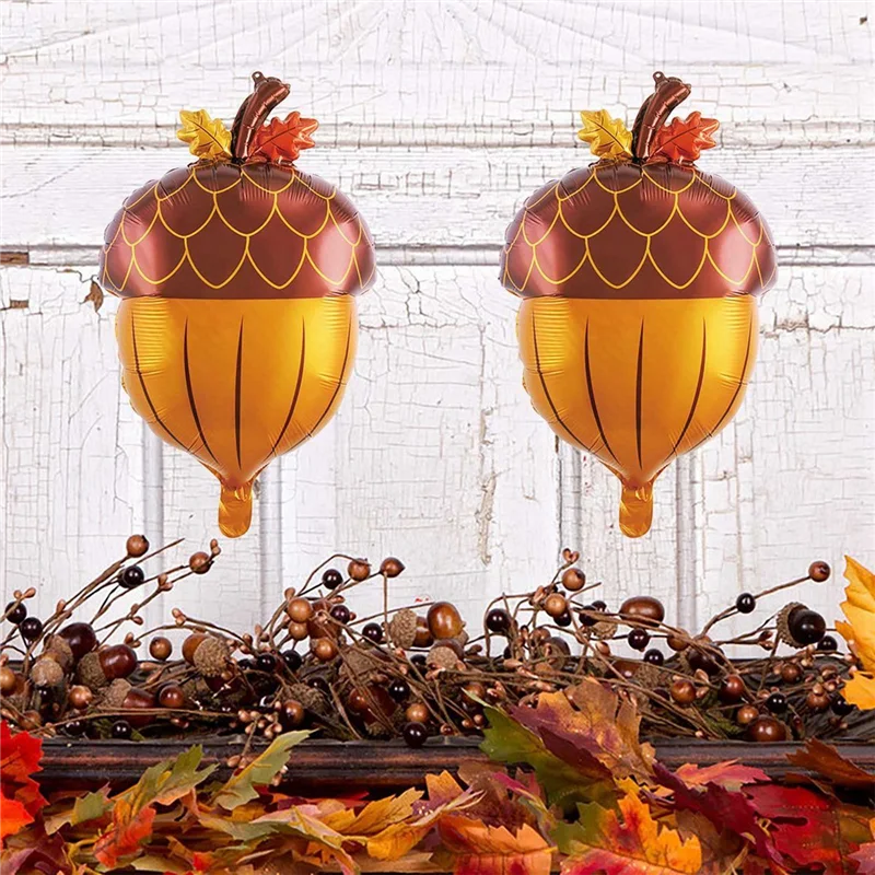 10 шт. воздушные шары с желудью, фольгированные осенние воздушные шары с желудью для детского душа, украшения для дня рождения, осень, Дня благодарения