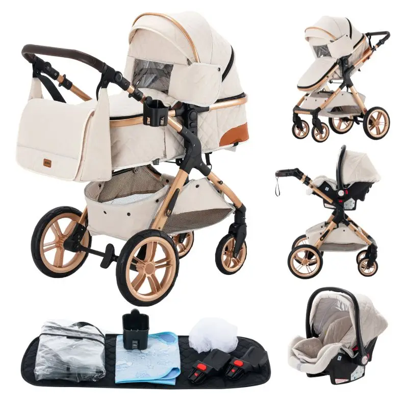 3-in-1 babyreisysteem, lichtgewicht kinderwagen voor pasgeborenen, all-terrain, compact opvouwbaar, winterkinderwagen, buggy