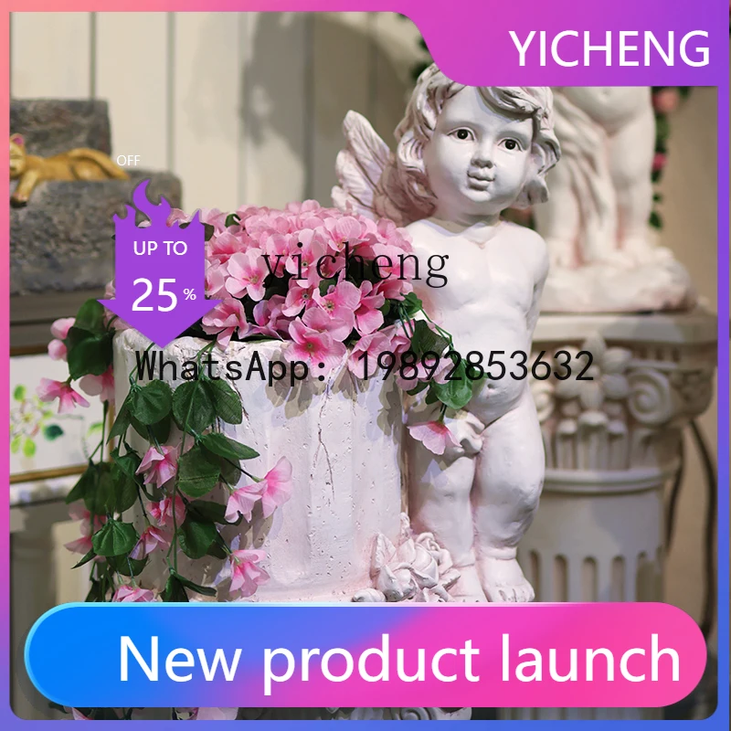X1  European base figure sculpture flower pot garden retro ornament living room garden home decoration