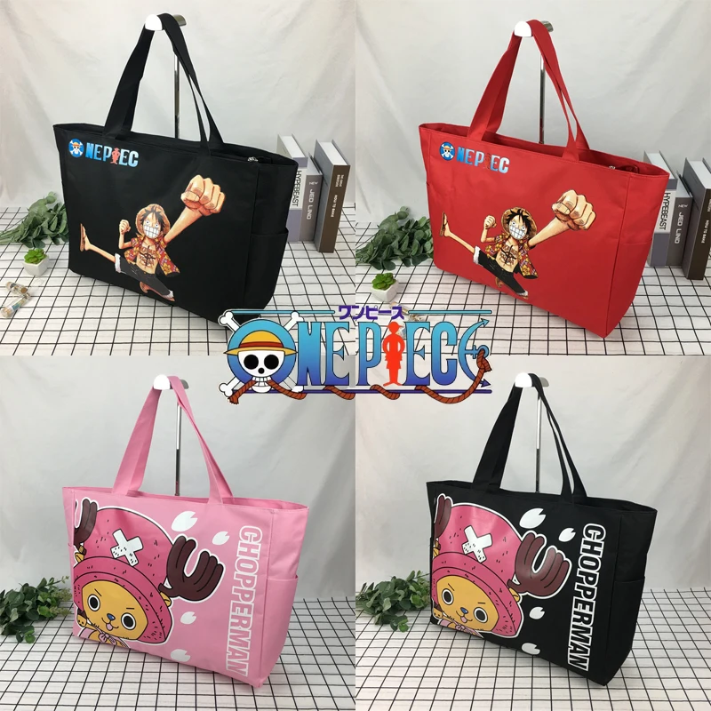 One Piece rufy Tony Chopper Tote Bag Anime Cartoon borse a tracolla donna grande capacità pieghevole Storage Beach Shopping Handbag