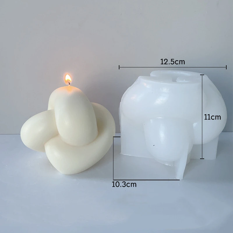 3D Large Tube Knot Candle Mold Spiral Tie Rope Ball Twisted Knitted Knot Ball Silicone Candle Mold Gypsum Aromatherapy Soap Mold