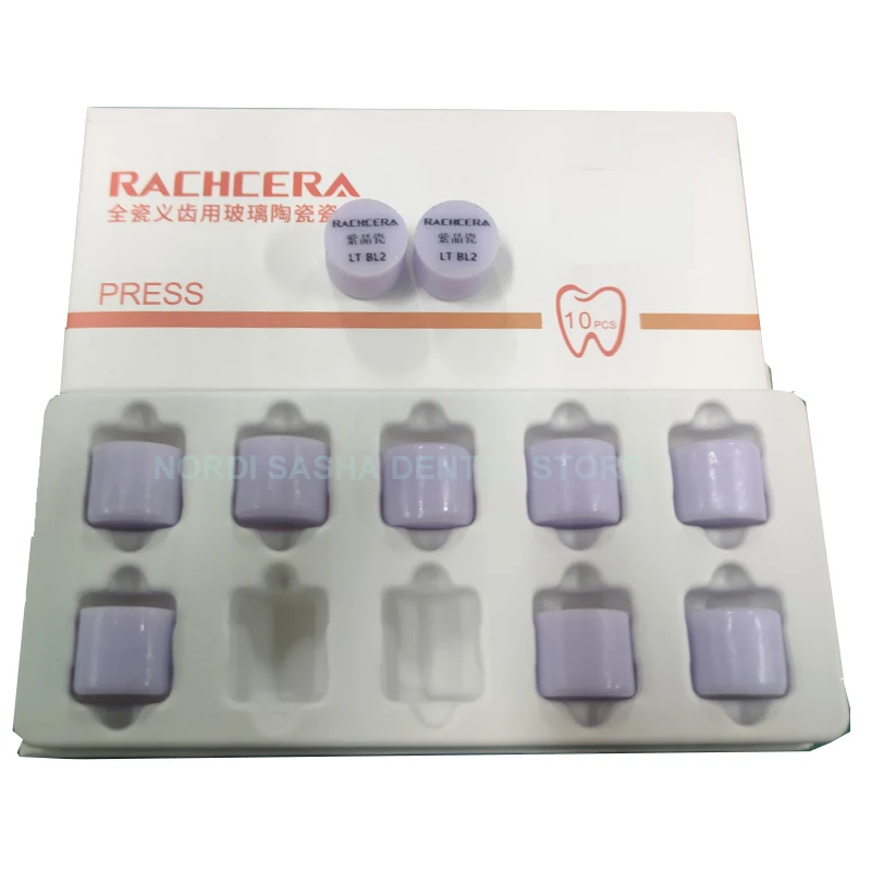 10Pcs RACHCERA Press Glass Ceramic Ingots Dental Emax Lithium Disilicate Block HT/LT A1-D4 For CAD/CAM for Crown Veneers Inlay