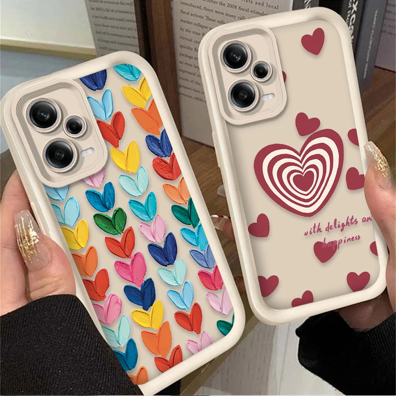 Colorful Graffiti Love Heart Case for Xiaomi Redmi Note 12 11 13 Pro Plus 4G 5G 11S 10S 12S 10 9 9S Redmi 14C 13C 12C A3 12 Etui