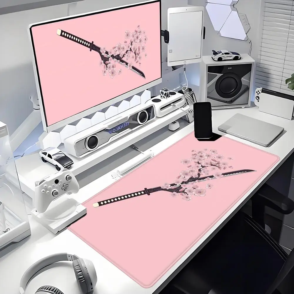 Katana Beautiful illustrations style patternsOffice Computer Desk Mat Table Keyboard Big Mouse Pad Laptop Cushion Nonslip Decor
