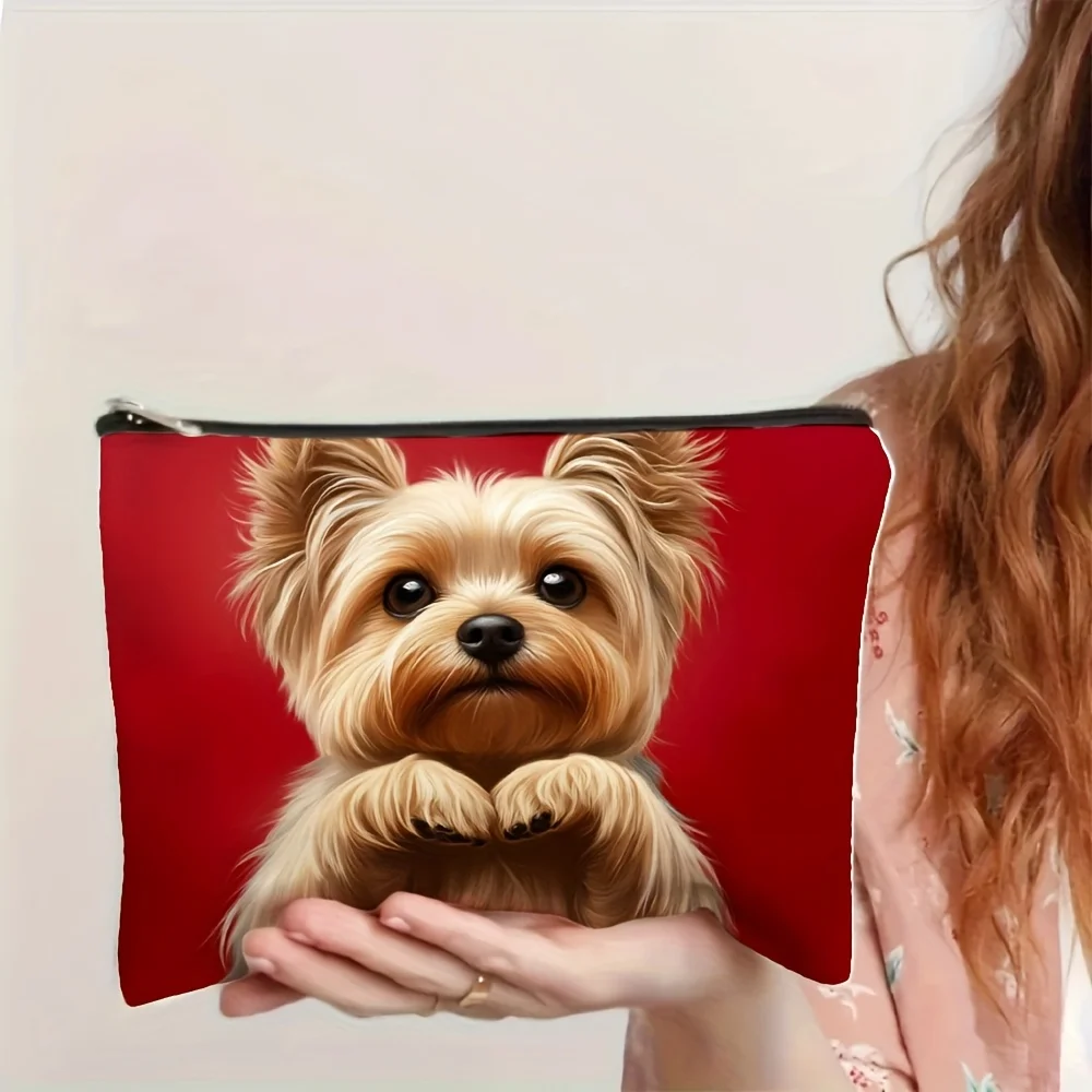 A Cute Yorkshire Terrier printed makeup bag - multifunctional zipper pouch, jewelry storage bag,