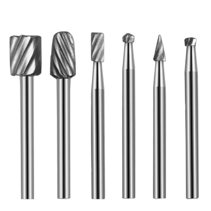 6Pcs Tungsten steel Router Drill Bits Set Milling Cutter Rotary Burr Tool CNC Engraving Abrasive Tools Wood Metal Milling Cutter