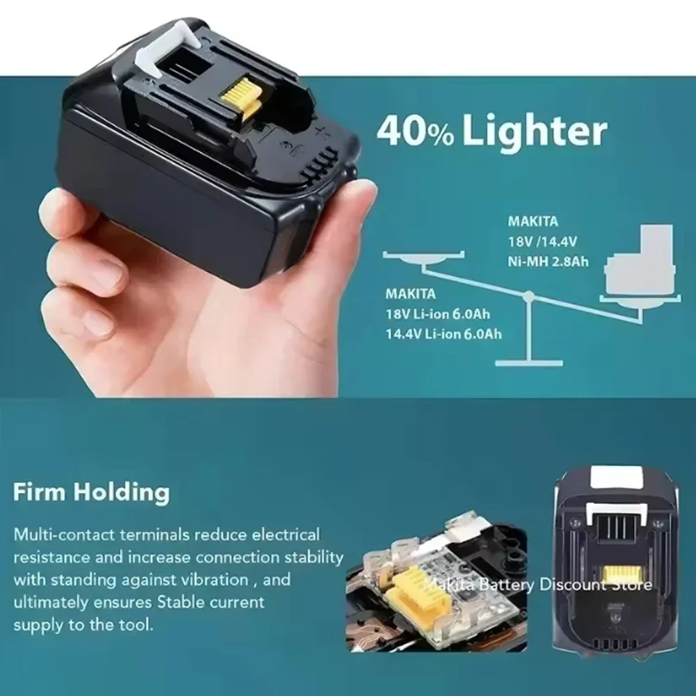 👏👏Genuine For Makita 18V 6Ah Rechargeable Power Tools Battery 18V with LED Li-ion Replacement LXT BL1860B BL1860 BL1850