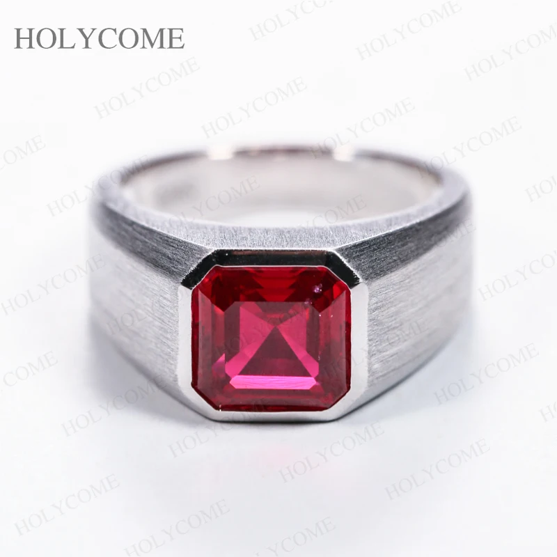 925 Sterling Silver Custom Asscher Ring 10x10mm Moissanite/Ruby/Sapphire/Colombia for Christmas Wedding Jewelry Gift Outfit Wear
