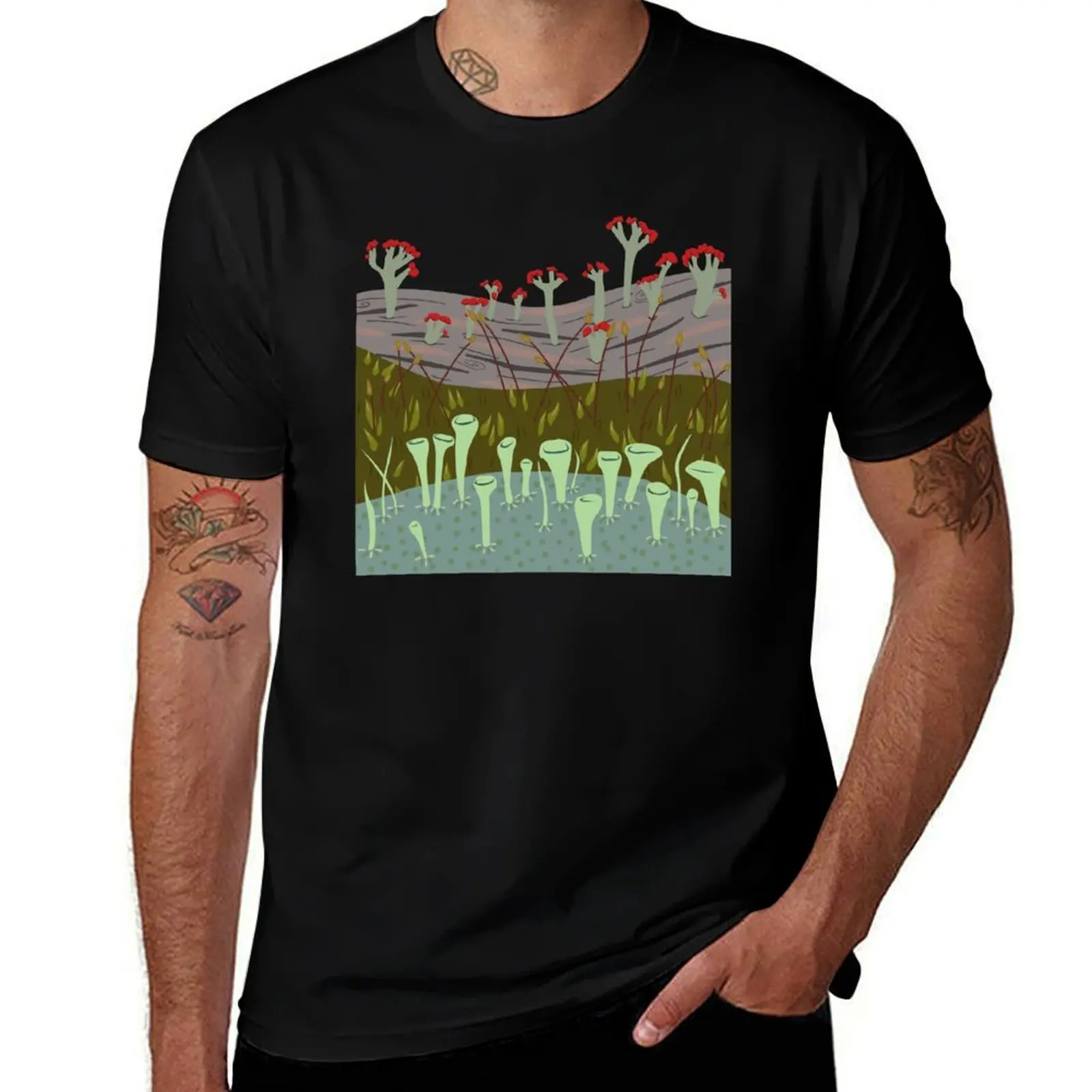 Moss with Lichens T-Shirt Abstract Pattern Print Top T-Shirt