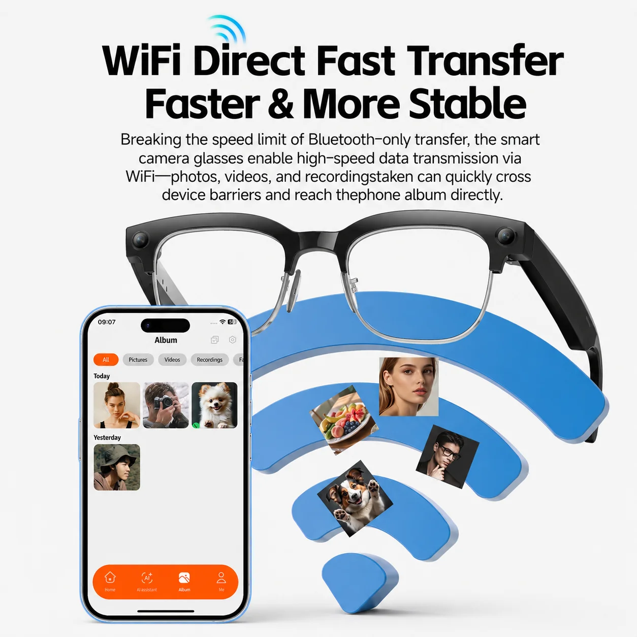 W630T Voice Wake AI Smart Glas - Audio Music Recognition review and price