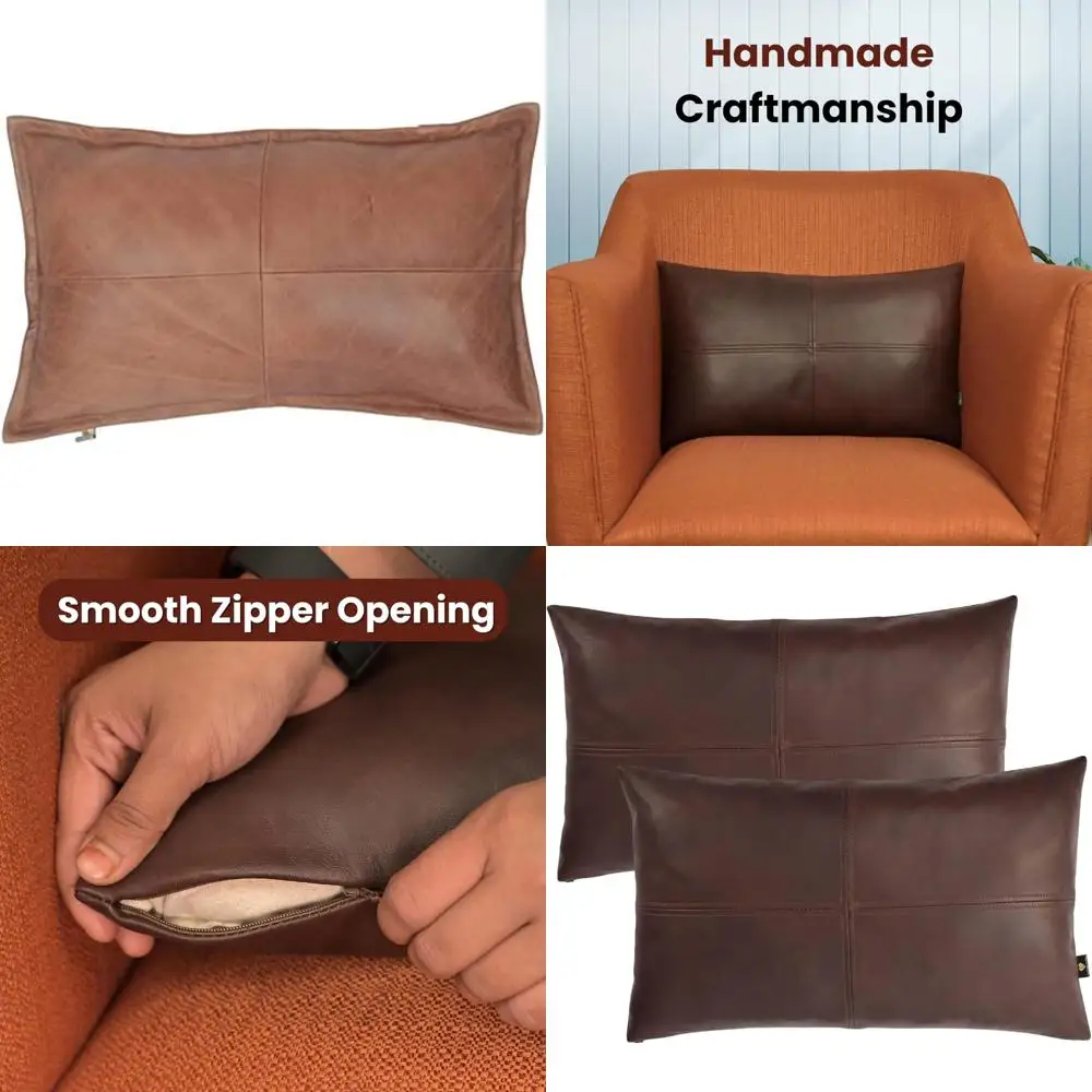 

100% Lambskin Leather Pillow Cover - Sofa Cushion Case - Living Room & Bedroom Decorative Throw Covers