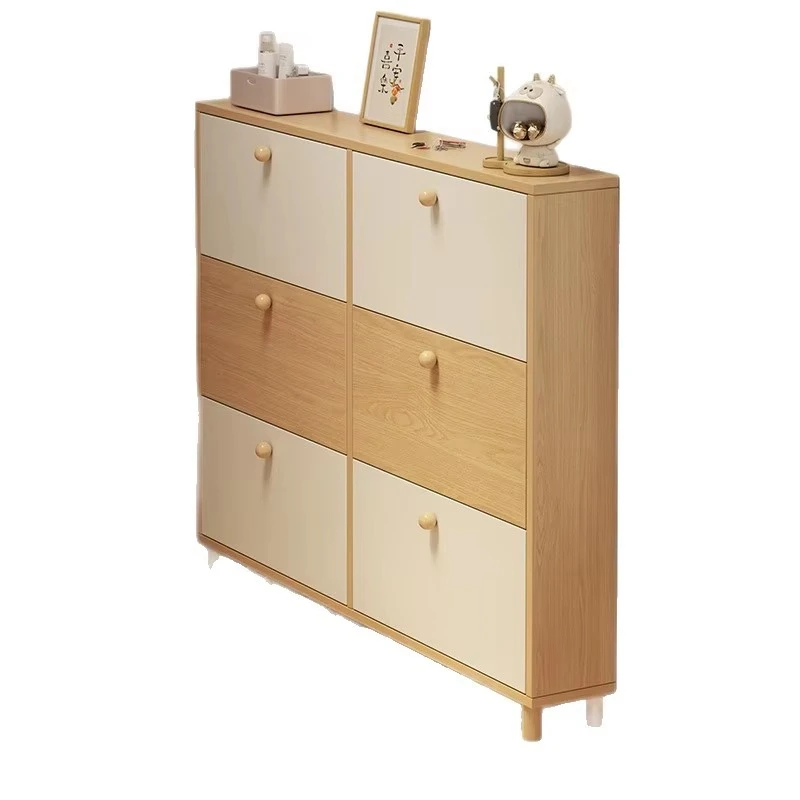 

Modern Nordic style two-color shoe cabinet multi-functional entrance corridor locker
