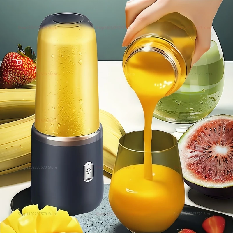 Portable Juicer Cup Smoothie Blender 6 Blade Blender Bottle Household Fruit Juicer Cup USB Rechargeable Juicer Mixer