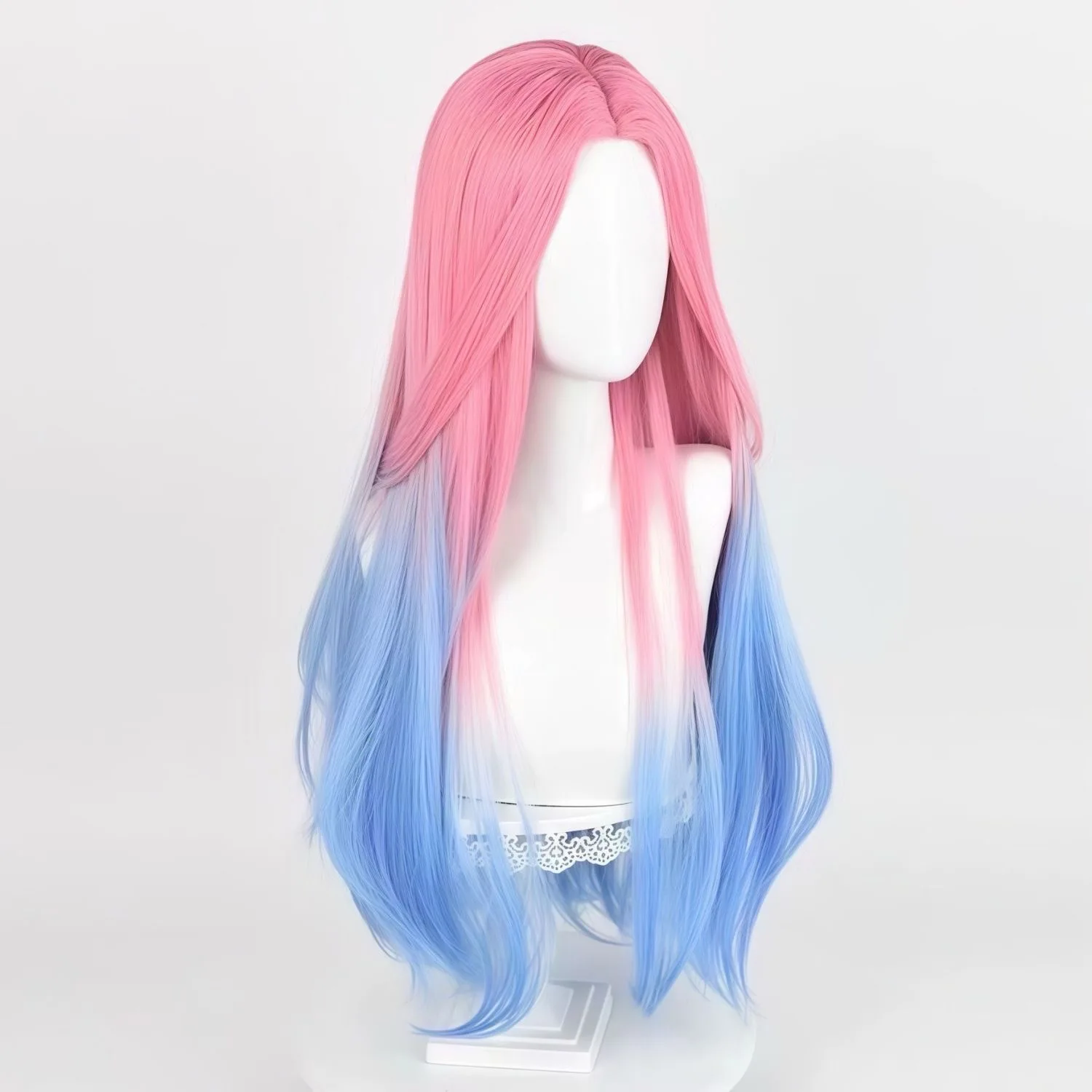 

Anime AAlienn Stagee Mizi Wig Resistant To High Temperatures Wig Length 60CM Pink And Blue Gradient For Comic-Con Party Dress Up