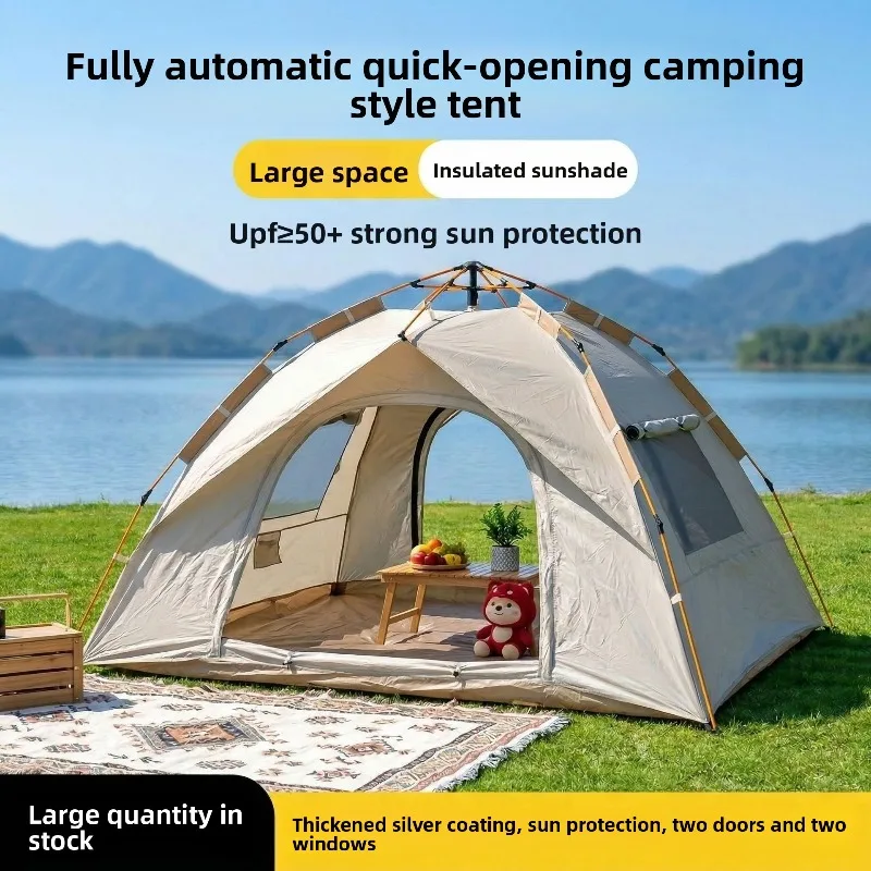 Outdoor Camping Tent Overnight Rainproof Windproof Sunproof One Key Quick Open Foldable Portable Tent Camping Outdoor Tent