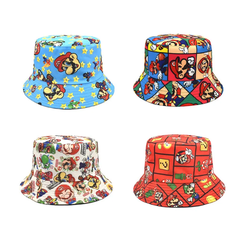 Super Mario Hat Anime Peripheral Cartoon mario Luigi Leisure Adult Outdoor Sunscreen Sunshade Fisherman Hat Holiday Gift