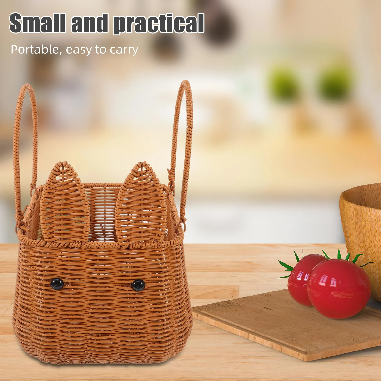 

Handwoven Plastic Bunny Basket Imitation Rattan Storage Organizer Large Capacity Picnic Basket Flower Holder