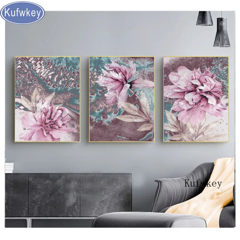 

Diamond embroidery Abstract Flowers Picture diamond mosaic Cross Stitch full square Diy diamond painting 3pcs Nordic decoration