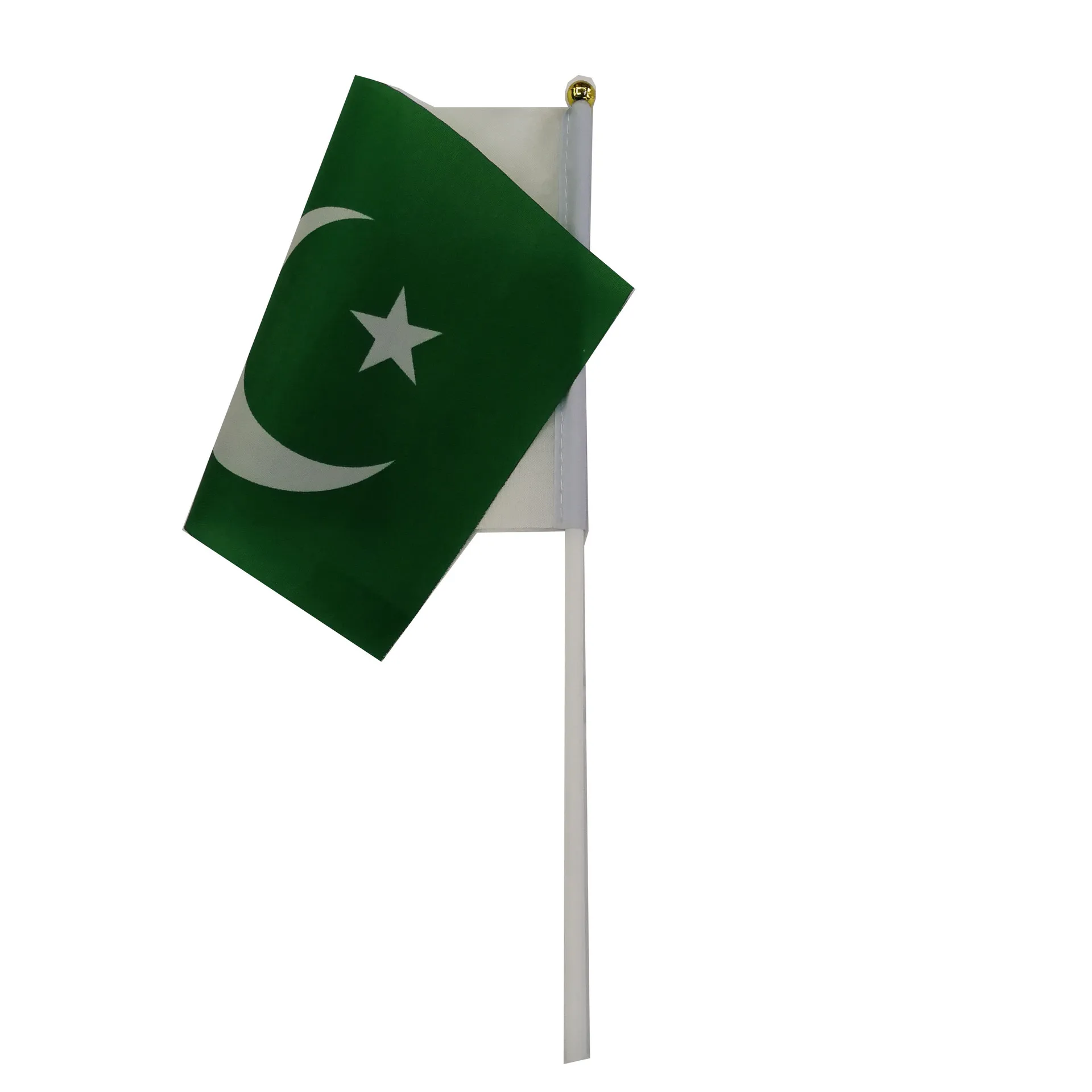 KAFNIK, 10/20/50/100 stücke Pakistan Hand Winken Flagge 14*21 cm Pakistan Kleine Nationalen Fahnen mit Kunststoff Fahnenmasten – Detail 3