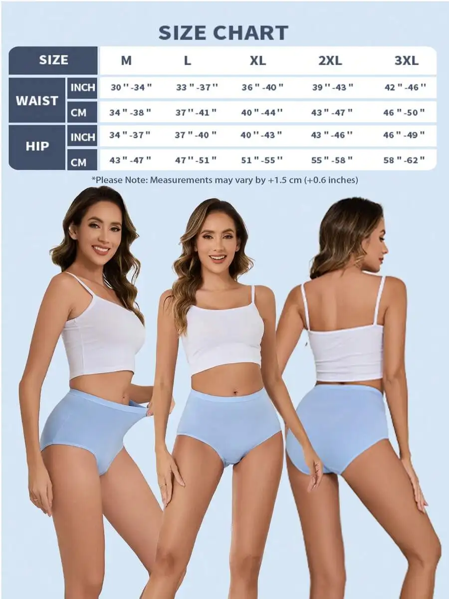 

6PCS Women High Waist Full Coverage Panties Soft Breathable Stretch Underwear