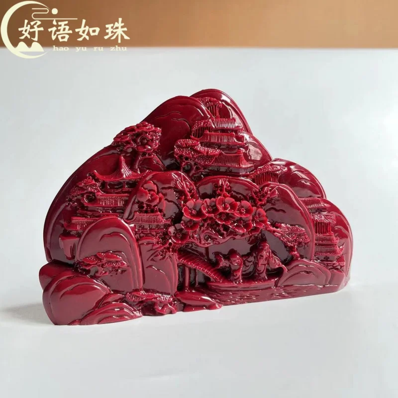 Raw Ore Genuine Goods Cinnabar Natural Purple Gold High Mountains and Flowing Water Meet Zhiyin Landscape Decoration Home Office