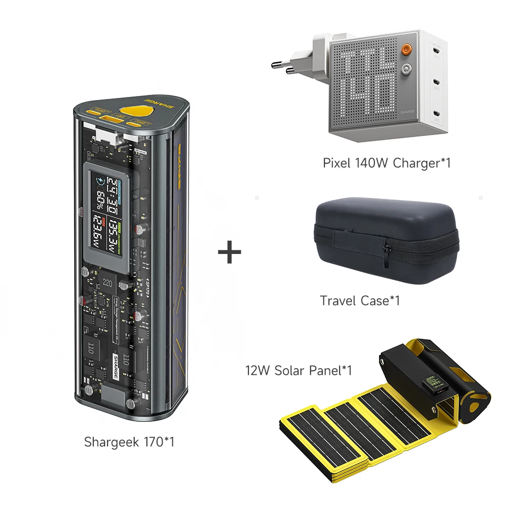 SHARGEEK 170 Power Bank 24000mAh 140W PD 3.1 with Screen Display, Portable External Battery Fast Charging, Compatible with iPhone 16/15/14, MacBook Pro, Laptops and Other Devices
