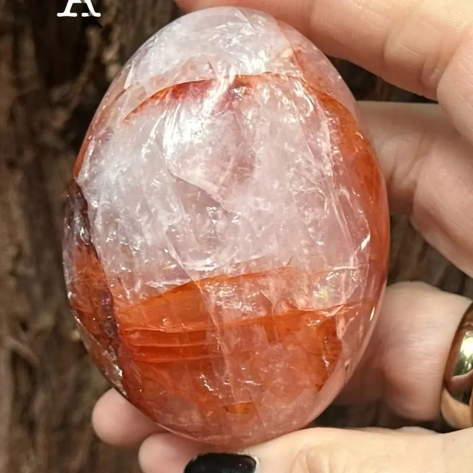 Natural Crystals Fire Palm Stone - Red Hematoid Crystal Worry Stone, Ideal for DIY Jewelry & Home Decor, Perfect Mineral