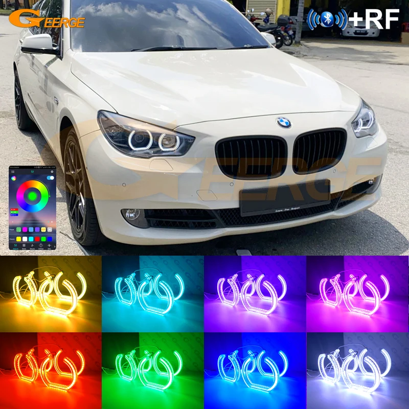 For Bmw 5 Series GT F07 2009 2010 2011 - 2013 Bluetooth App Ultra Bright DTM M4 Style Multi-Color RGB Led Angel Eyes Halo Rings