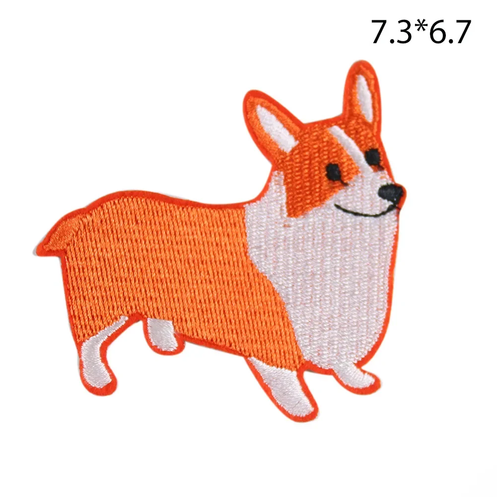 Autocollants de broderie de dessin animé de fer sur le patch, appliques de décoration de chaussures de chapeau de sac à dos, Shiba Inu Corgi, chien de troupeau de contribuables mignon, grill