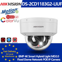 Hikvision 8MP 4K ColorVu Smart Hybrid Light POE IP Camera DS-2CD1183G2-LIUF Motion Detect 2.0 Human Detect MIC SD Slot IP67