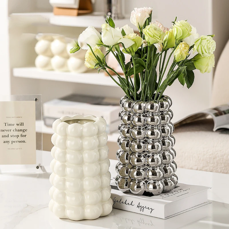 Nordic Ceramic Vase Ornaments Living Room Flower Arrangement Hydroponics Dried Flower Art Home Decoration Electroplating Vase