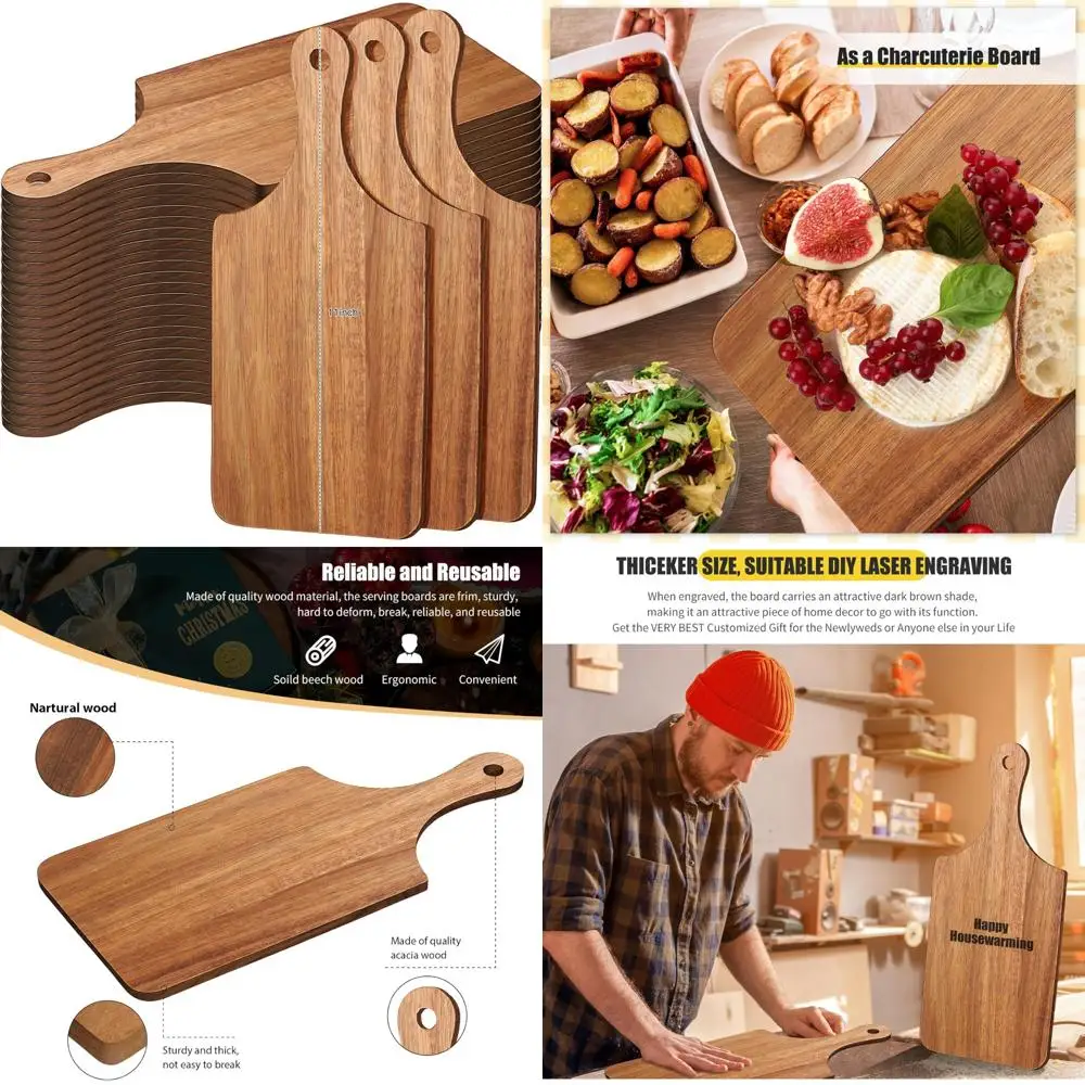 

24 упаковки мини-деревянных разделочных досок размером 11x5 дюймов, идеально подходят для гравировки, сервировки по дереву и использования на небольшой кухне