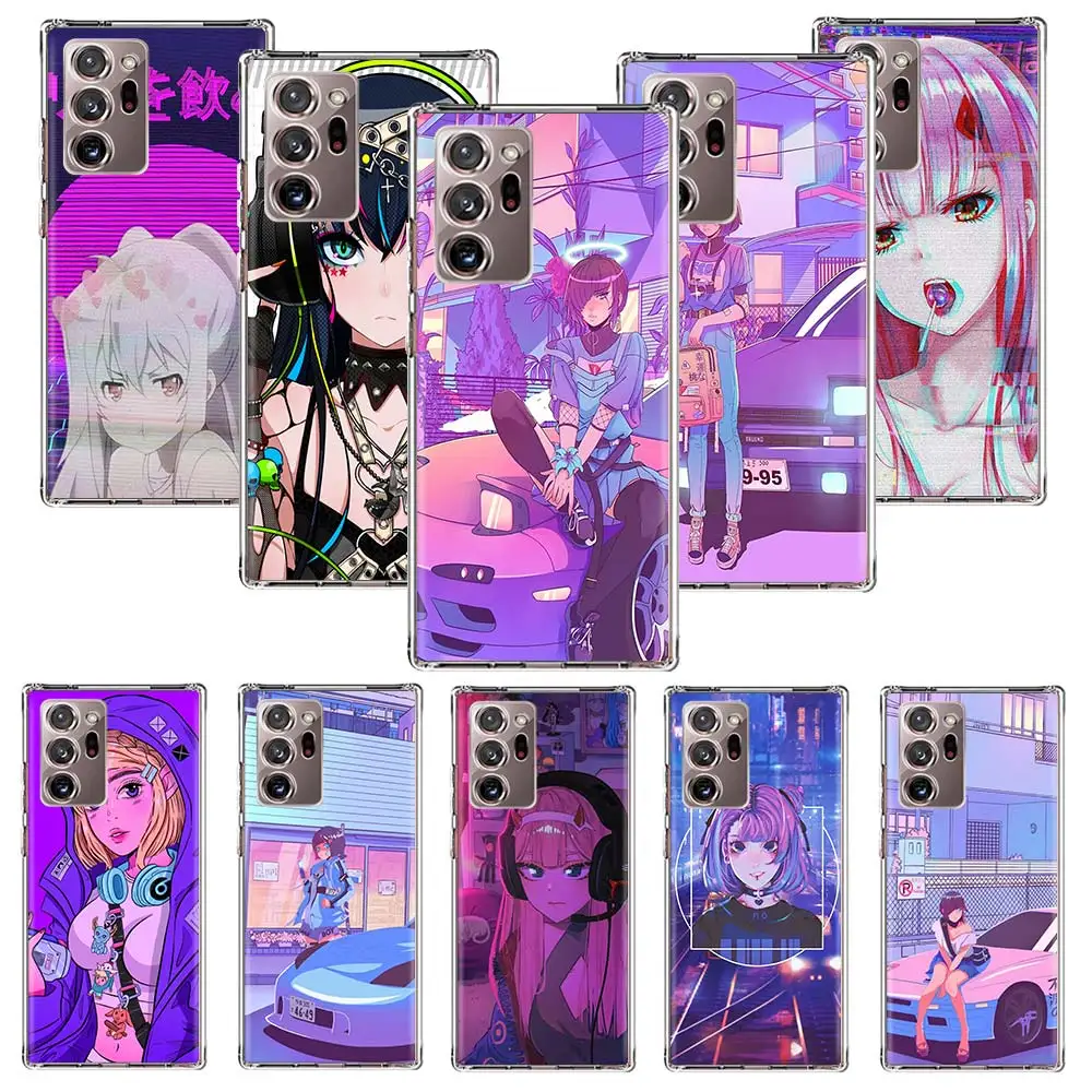 Vaporwave Girl Car Anime Case Coque For Samsung Galaxy Note 20 Ultra 8 9 Note 10 Plus M02s M30S M31S M51 M11 M12 M21 Cover Funda