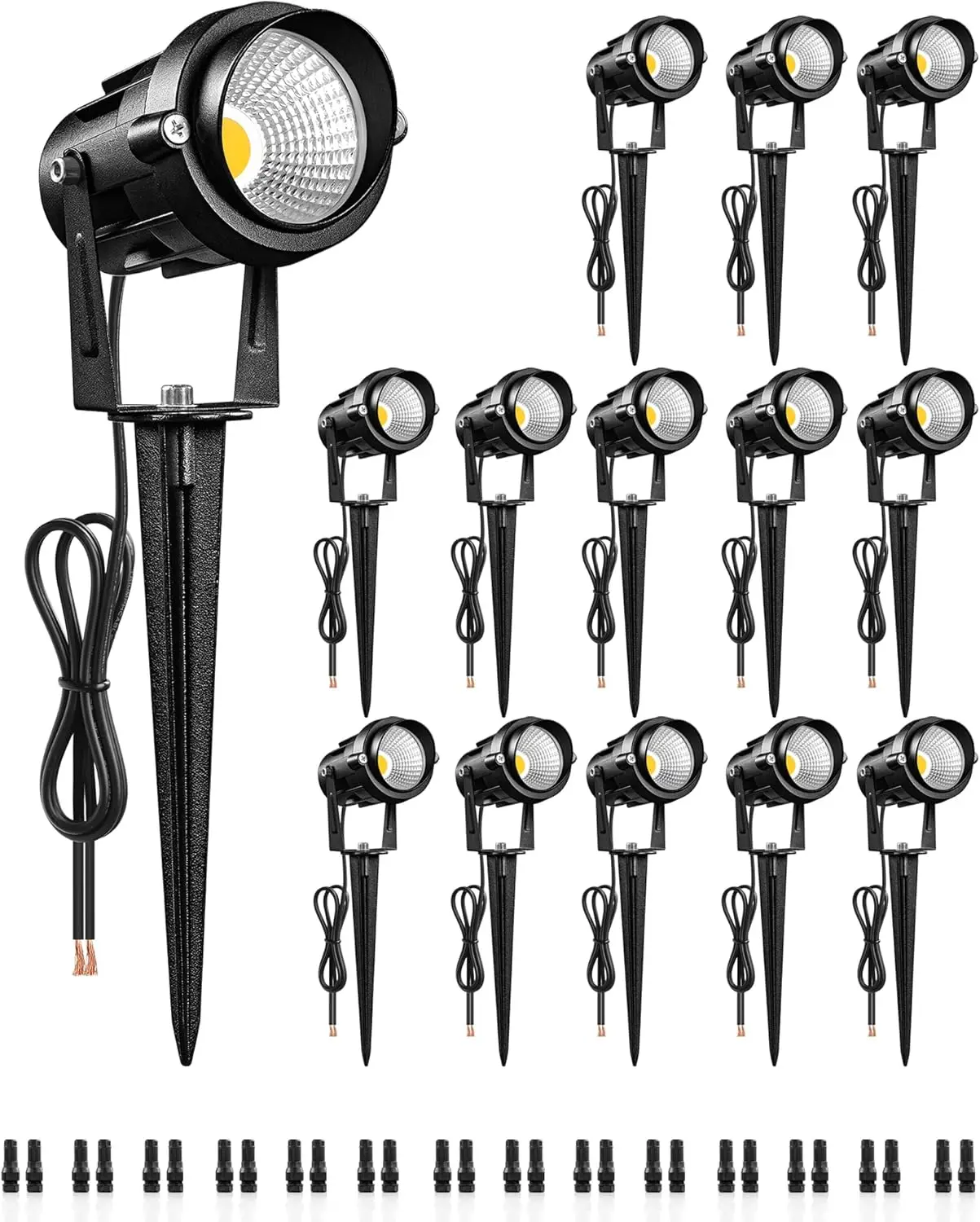 

10W 12V DC LED Low Voltage Landscape Lights, IP65 Waterproof Outdoor Spotlights with Connectors for Garden Tree Yard 4-10 Pack