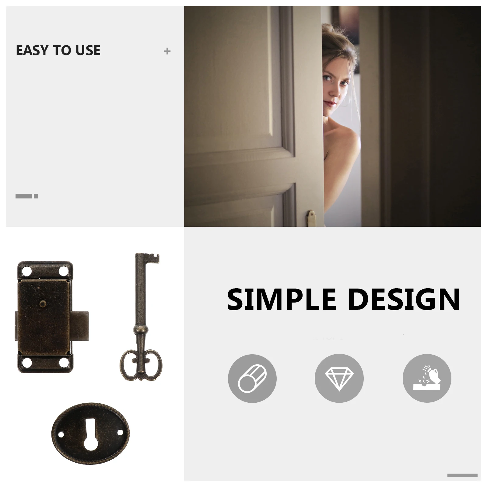 

2 Pcs Decorative Style Furniture Box Lock Zinc Alloy Vintage Cabinet Lock Accessories for Home DIY