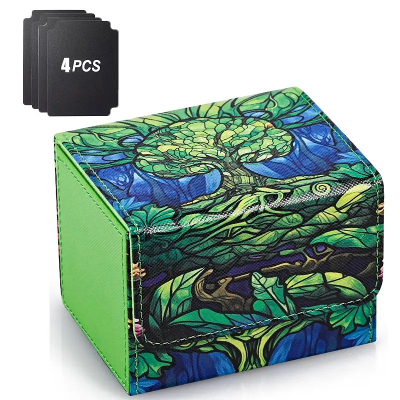 Boîte de rangement pour cartes à collectionner avec motif TCG, capacité de 120+ cartes sous protège-cartes, compatible Magic TCG avec 4 séparateurs