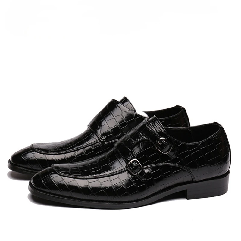 Uomo Business Dress scarpe da ufficio mocassini in pelle di coccodrillo scarpe da monaco fibbia da uomo Casual Party Slip on comodi appartamenti