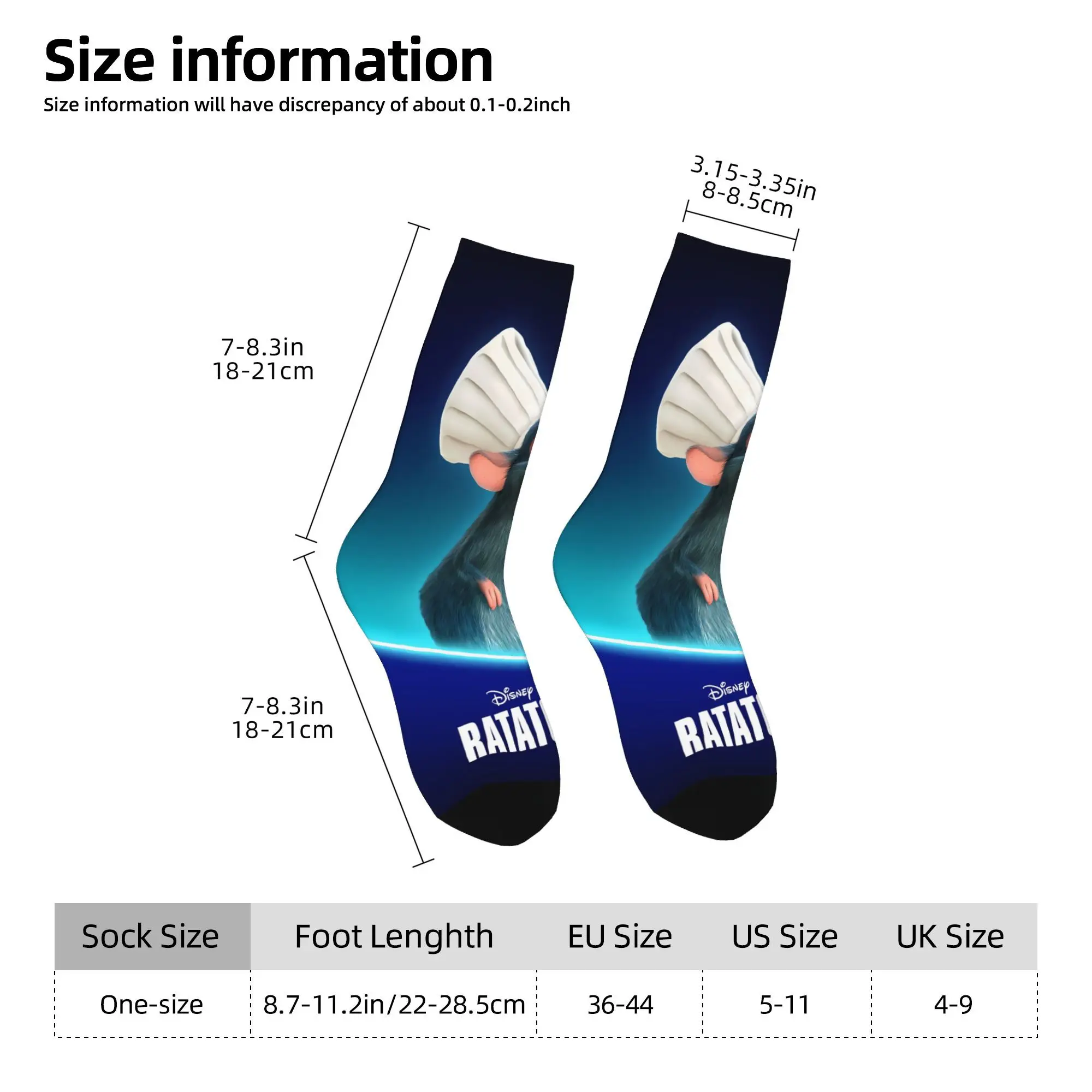 Chaussettes Ratatouille de dessin animé pour hommes et femmes, bas de printemps imprimés