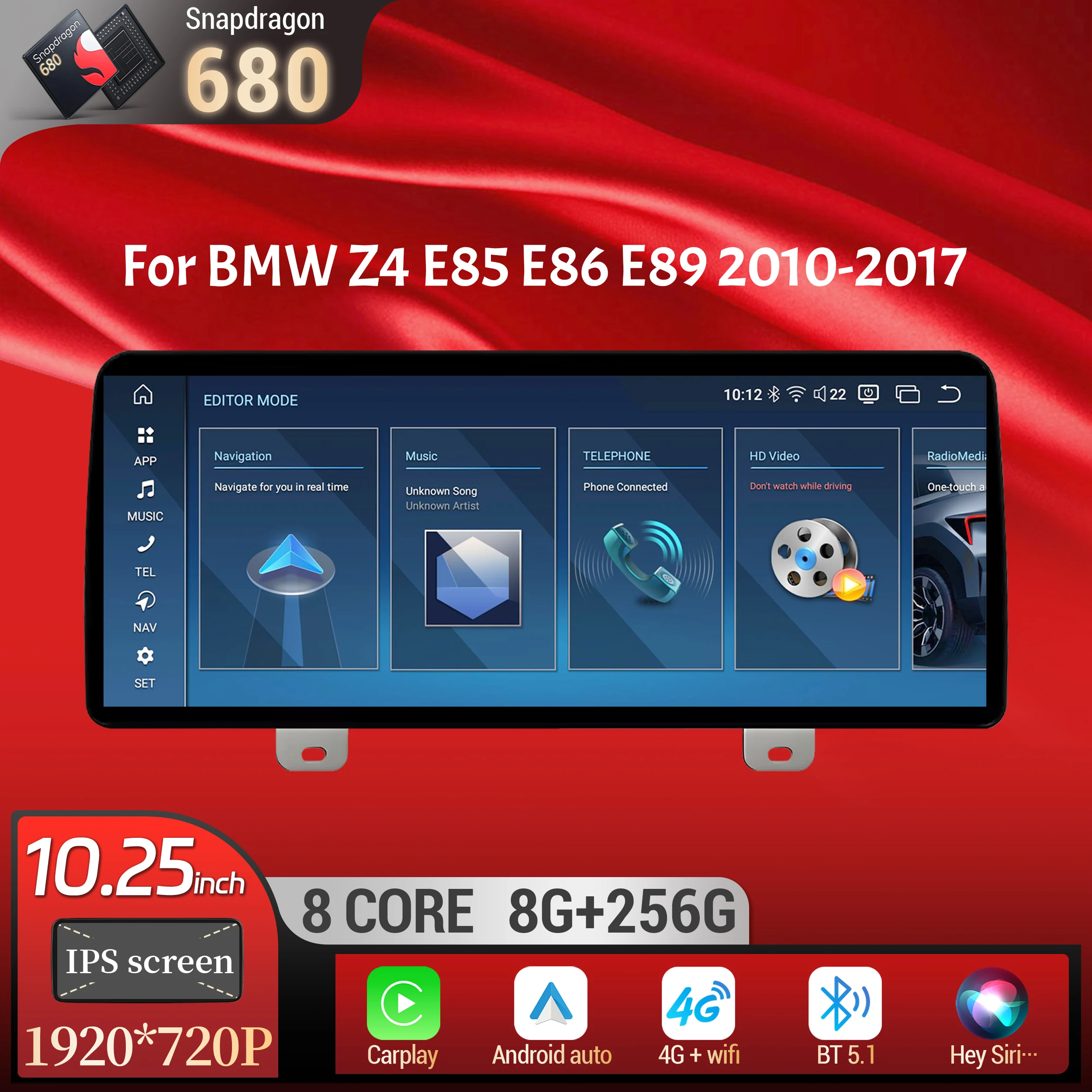

10.25 inch Android 13 Car Radio 4G For BMW Z4 E85 E86 E89 2010-2017 Wireless Bluetooth Carplay Snapdragon 680 Head Unit Screen