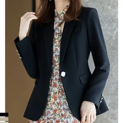 Spring Autumn Aesthetic Blazers Turn-down Collar Solid Color Women's Clothing Button Long Sleeve Cardigan Coats Suits Tops